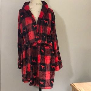 PINK Black & Red Check Cozy Robe